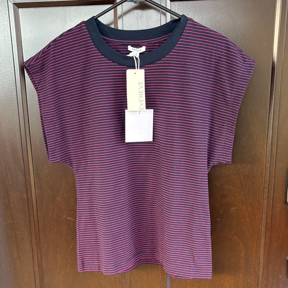 NWT PISTOLA Marina Striped Tee Navy Red Size Medium Retail $74.00 - Picture 4 of 9